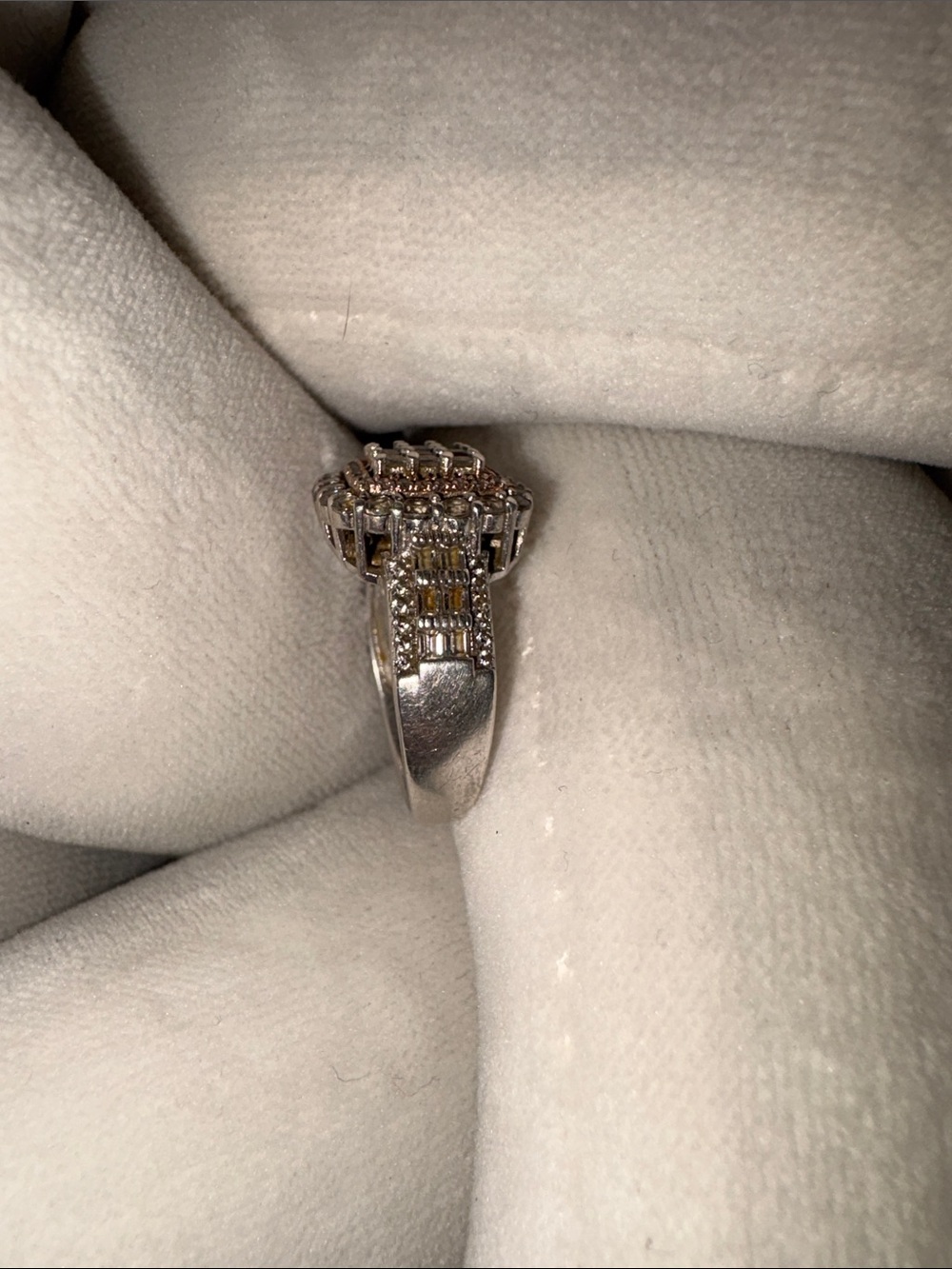 JTV Sterling Silver Rose Gold Double Halo Cluster Ring with Lab Diamonds - Picture 4 of 7